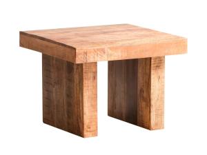 Masívny konferenčný stolík z mangového dreva, lakovaný, hnedý – 60×60×45 cm