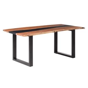 Masívny jedálenský stôl Black River z mangového dreva, lakovaný, hnedý – 140×90 cm