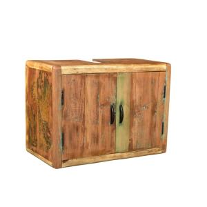 Masívna skrinka pod umývadlo Calcutta z recyklovaného dreva, lakovaná, viacfarebná – 70×35×50 cm