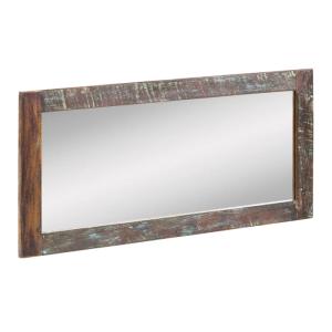 Masívne kúpeľňové zrkadlo Sumana II z recyklovaného dreva, lakované, hnedé – 130×60 cm