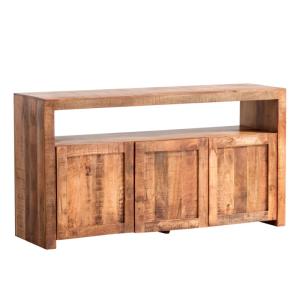 Masívna komoda County z mangového dreva, lakovaná, hnedá – 160×45×85 cm