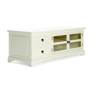 Masívny TV stolík Catana z borovicového dreva, lakovaný, biely – 160×60×57 cm