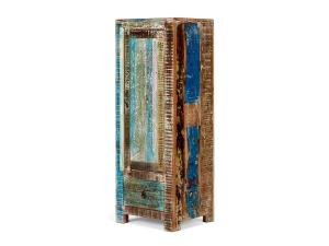 Masívna kúpeľňová vysoká komoda Blue Lagoon z mangového dreva, lakovaná, farebná – 50×45×135 cm