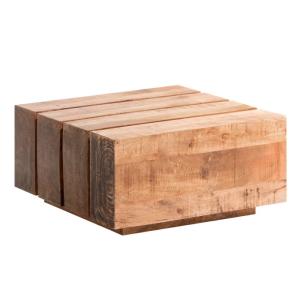 Masívny konferenčný stolík Dakota z mangového dreva, lakovaný, hnedý – 70×70×35 cm
