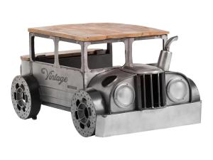 Masívny konferenčný stolík Car Vintage z manga a kovu, lakovaný, strieborný – 102×65×48 cm