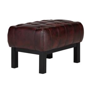 Masívny taburet Chesterfield Kingsfield z pravej kože, červený – 61×46×43 cm