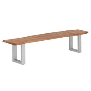 Masívna lavica Bullwer z akáciového dreva, lakovaná, hnedá – 160×40 cm