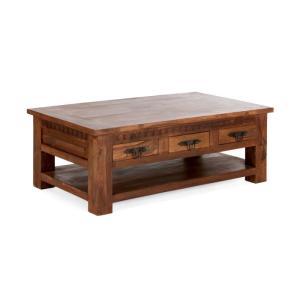 Masívny konferenčný stolík Rustic I z palisandru, lakovaný, hnedý – 120×70×45 cm