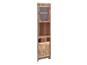 Masívny rohový vysoký šatník Sumana z recyklovaného dreva, lakovaný, hnedý – 65×30×185 cm