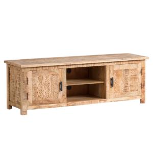 Masívny TV stolík Bombay z mangového dreva, lakovaný, hnedý – 150×42×50 cm