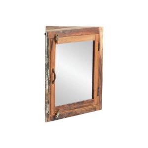 Masívna rohová zrkadlová skrinka Sumana z recyklovaného dreva, lakovaná, hnedá – 65×30×65 cm