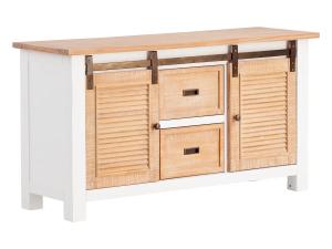 Masívna skrinka pod umývadlo Capera z borovice a MDF, lakovaná, biela a hnedá – 140×45×75 cm