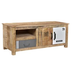 Masívny TV stolík Pune z mangového dreva, lakovaný, prírodný – 115×43×45 cm