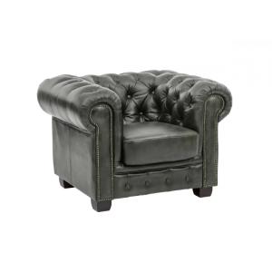 Masívne kreslo Chesterfield z pravej kože, zelené – 100×90×72 cm