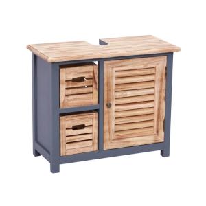 Umývadlová skrinka Kansas z paulovnie a MDF, lakovaná, šedá – 67×30×56 cm