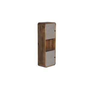 Masívna kúpeľňová skrinka Dingle z recyklovanej borovice a MDF, lakovaná, prírodná / šedá – 40×25×110 cm