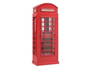 Masívna barová skriňa Telefonná búdka, lakovaná, červená – 78×44×200 cm
