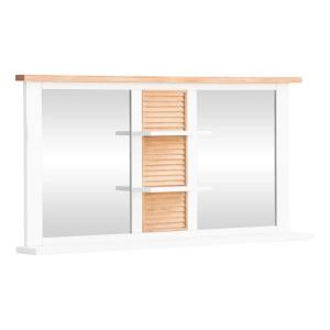 Masívne kúpeľňové zrkadlo Capera z borovice, lakované, biele/hnedé – 140×70 cm