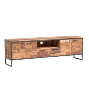 Masívny TV stolík Bristol z recyklovaného dreva, hnedý – 180×38×52 cm