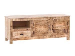 Masívny TV stolík Caribou z mangového dreva, lakovaný, prírodná farba – 150×50×60 cm