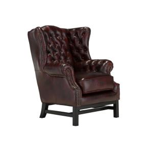 Masívne kreslo Chesterfield Kingsfield z pravej kože, hnedé – 89×79×104 cm