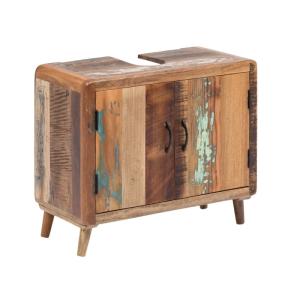 Masívna umývadlová skrinka Calcutta II z recyklovaného dreva, lakovaná, viacfarebná – 70×35×60 cm
