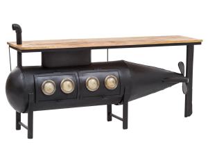 Masívna podumývadlová skrinka z recyklovanej borovice, lakovaná, čierna – 184×43×78 cm