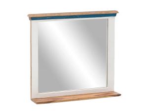 Masívne kúpeľňové zrkadlo Perth z recyklovaného dreva, lakované, biele / hnedé – 70×14×70 cm