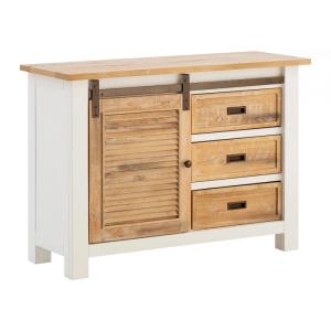 Masívna komoda Capera z borovice a MDF, lakovaná, biela a hnedá – 103×42×80 cm