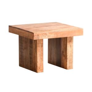 Masívny konferenčný stolík z mangového dreva, lakovaný, hnedý – 60×60×45 cm