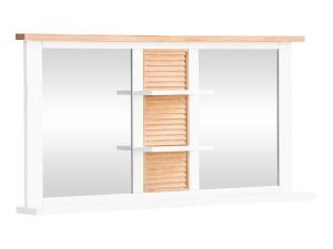 Masívne kúpeľňové zrkadlo Capera z borovice, lakované, biele/hnedé – 140×70 cm