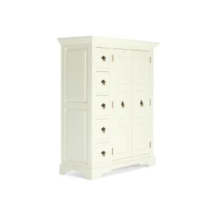 Masívna komoda Highboard Catana z borovice, lakovaná, biela – 107×45×130 cm