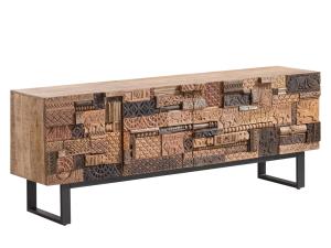 Masívny jedálenský stôl Grónsko z mangového dreva, lakovaný, hnedý – 200×40×75 cm