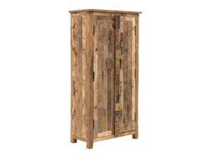 Masívna šatní skriňa Kavali z recyklovaného dreva, neupravená, hnedá – 90×45×185 cm