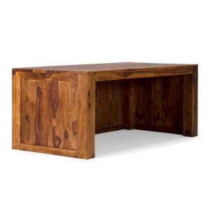 Masívny písací stôl Cube z palisandru, lakovaný, hnedý – 180×90×75 cm