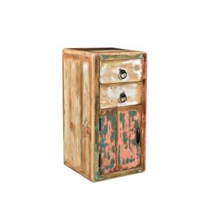 Masívna kúpeľňová spodná skrinka Calcutta z recyklovaného dreva, lakovaná, viacfarebná – 35×35×70 cm