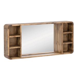 Masívne kúpeľňové zrkadlo Dingle II z recyklovanej borovice, lakované, prírodné – 130×60 cm