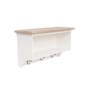 Nástenná polica Kansas z paulovnie a MDF, lakovaná, biela – 63×24×36 cm