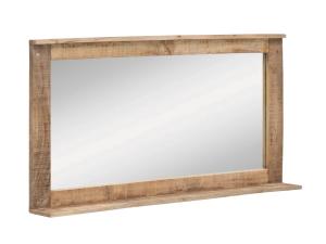 Masívne kúpeľňové zrkadlo Pune II z mangového dreva, lakované, prírodná farba – 124×65 cm