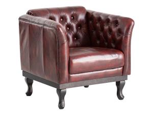 Masívne kreslo Chesterfield Dover z pravej kože, červené
