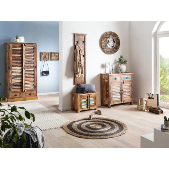 Masivní předsíňový set Wakefield z recyklovaného dřeva, lakovaný, hnědý