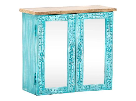 Masivní zrcadlová skříňka Santa Cruz z mangového dřeva, modrá