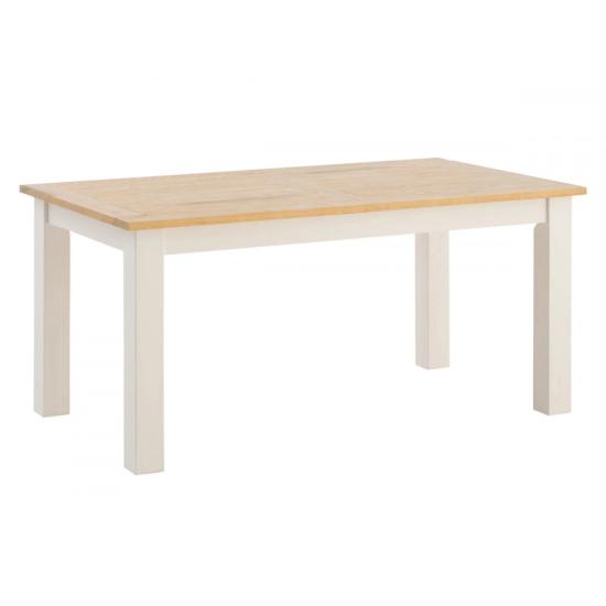 Masivní jídelní stůl Capera z borovice a MDF, lakovaný, bílá/hnědá – 160x90 cm