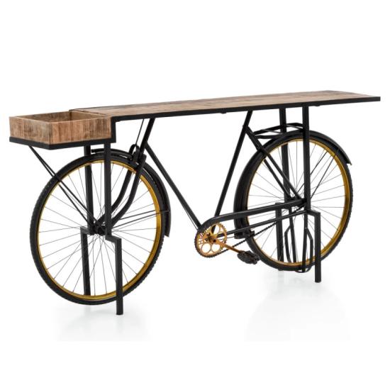 Lakovaný konzolový stůl Bike z kovu, černý – 185×45×90 cm