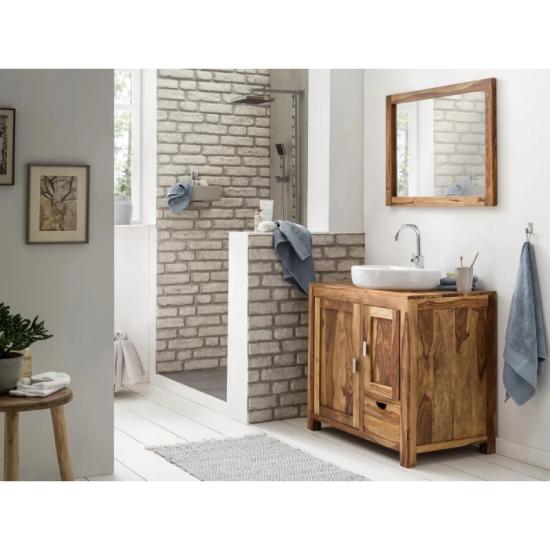 Masivní sada koupelnového nábytku Lagos small z palisandru, lakovaná, hnědá