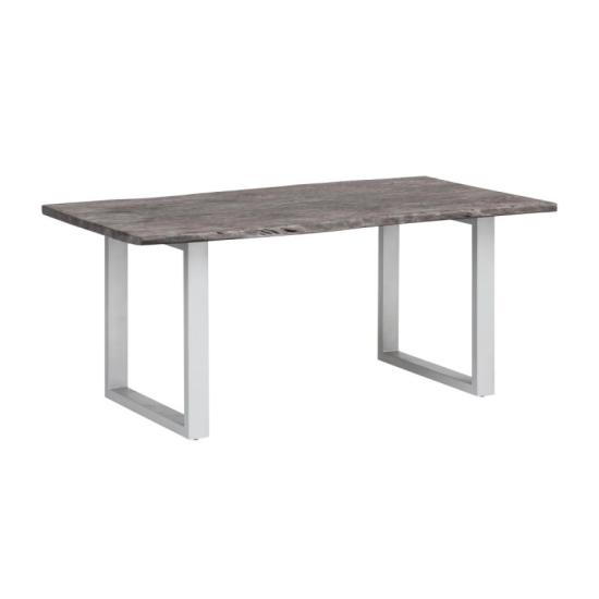 Masivní jídelní stůl Bullwer z akácie, lakovaný, šedý – 140×90 cm