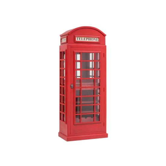Masivní barová skříň „Telefonní budka“, lakovaná, červená – 78×44×200 cm