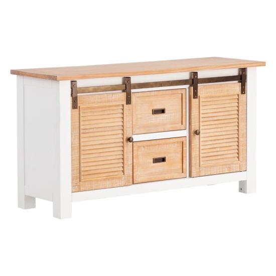 Masivní skříňka pod umyvadlo Capera z borovice a MDF, lakovaná, bílá a hnědá – 140×45×75 cm
