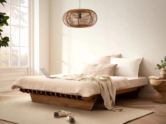 Masivní postel Cannes z akácie, lakovaná, hnědá – 140×200 cm