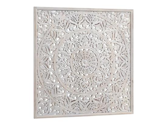 Masivní nástěnný obraz Zambezi z mango dřeva, lakovaný, šedý – 150×150 cm